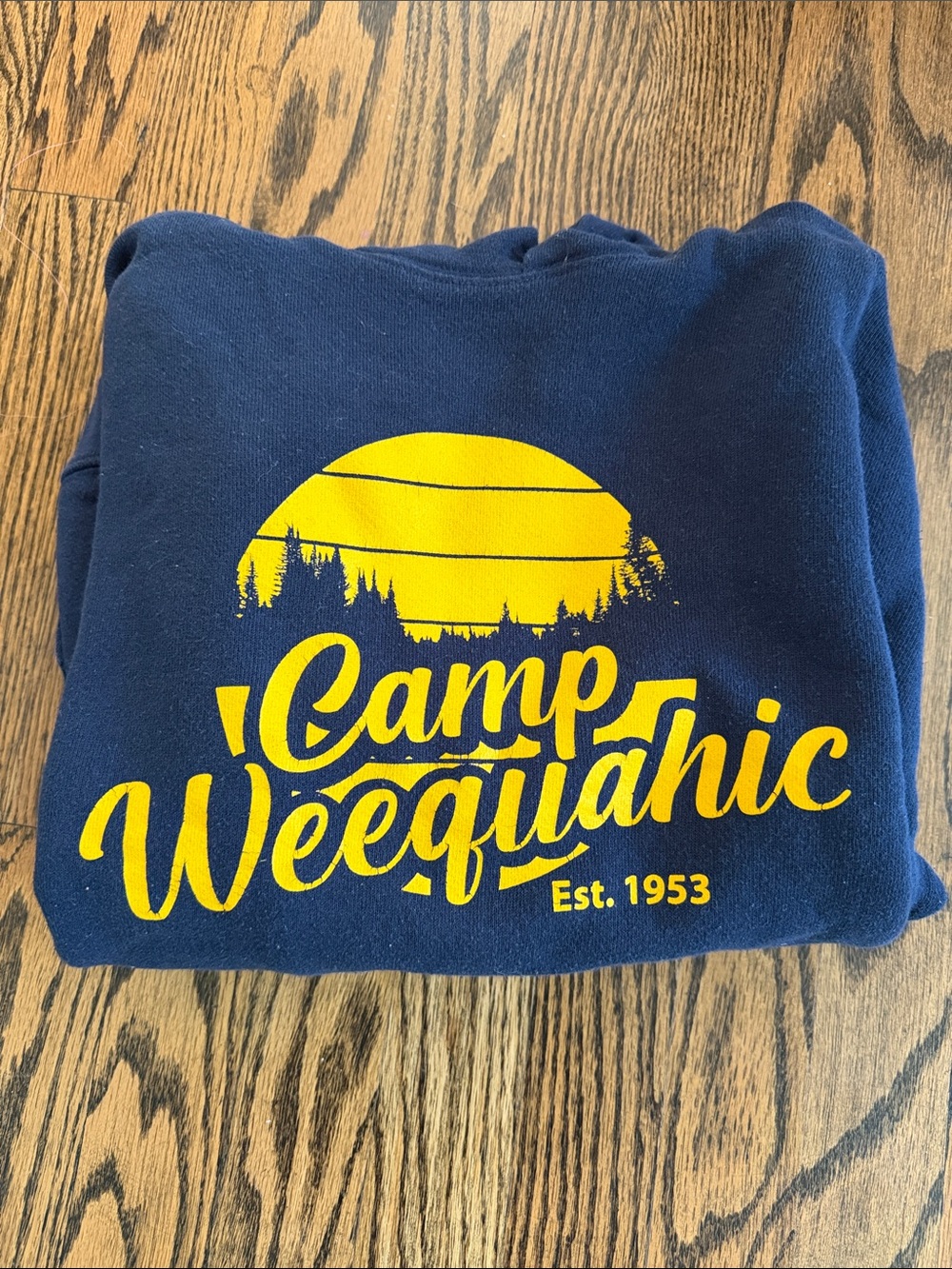 Soffe Navy Blue Sweatshirt with Yellow Camp Weequahic Graphic